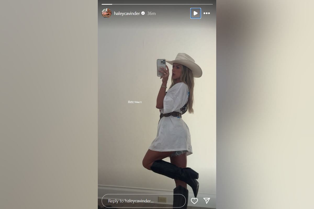 Haley Cavinder shows off her 2025 Pro Bull Riding World Finals attire. (Credits: IG/haleycavinder)
